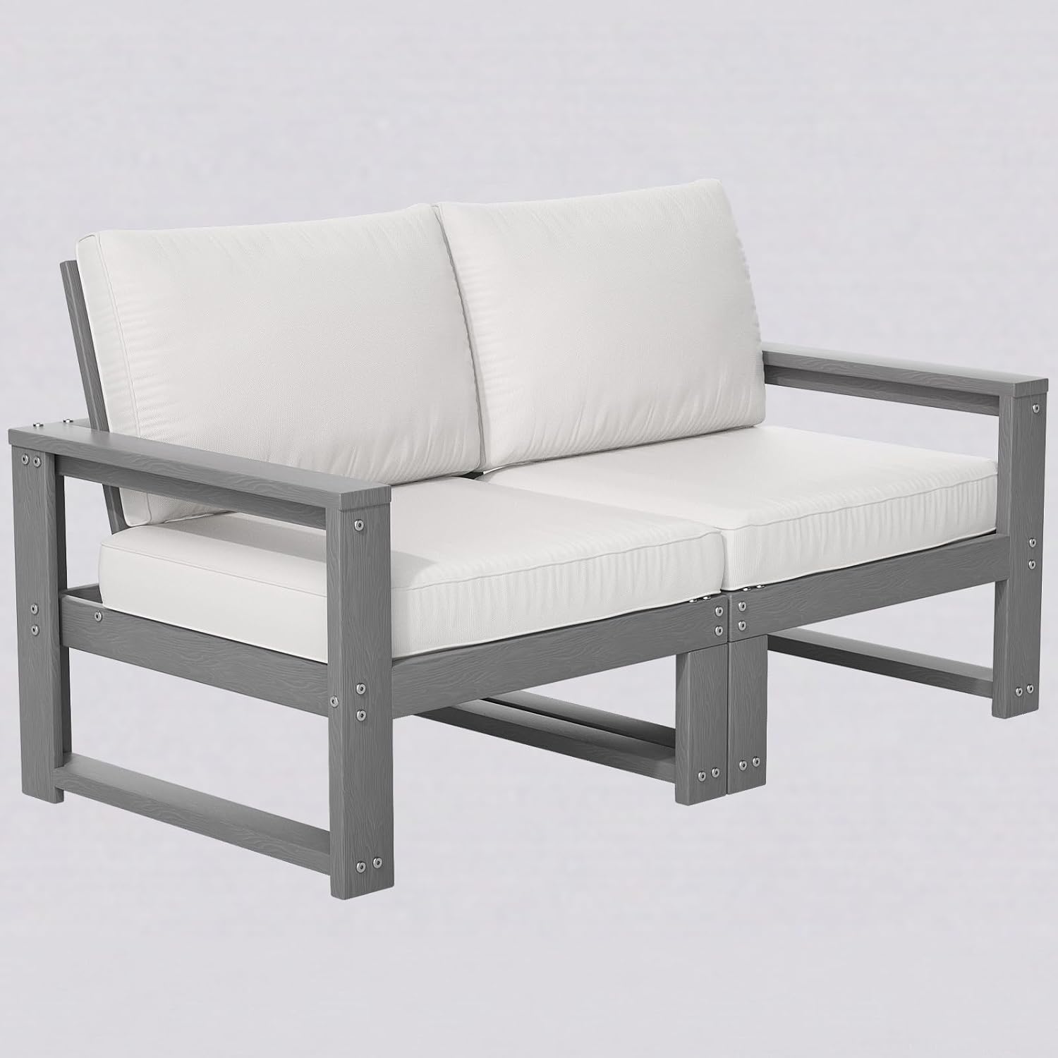 Patio Furniture Set, HDPE Sectional Outdoor Conversation Sets, 7-Piece Outdoor Couch Set with Deep Cushions, All-Weather Patio Sofa Set for Garden, Backyard, Porch, Grey