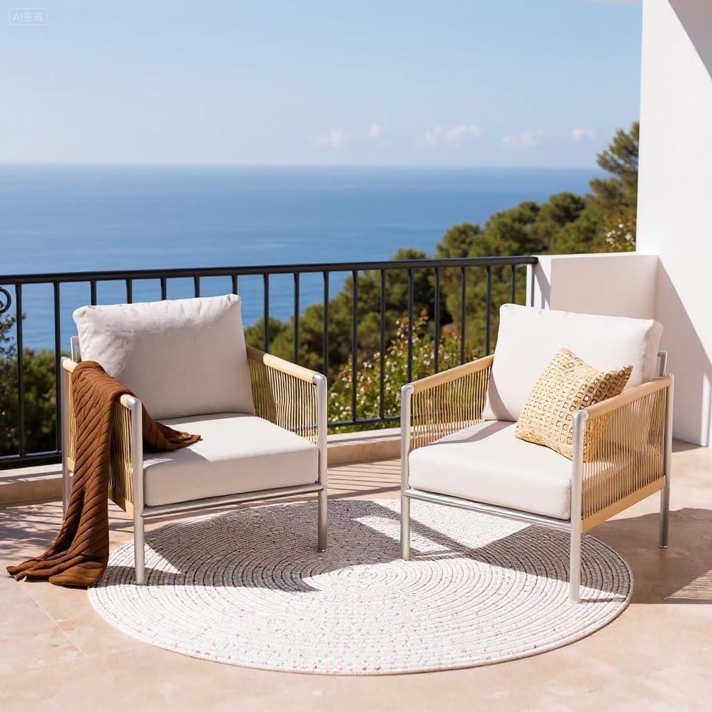 Aluminum Outdoor Patio Furniture Set, 5-Piece Metal Modern Outside Sectional Conversation Lawn Furniture with Coffee Table & Washable Thick Cushions,Seating Sofa for Garden/Backyard/Porch Grey