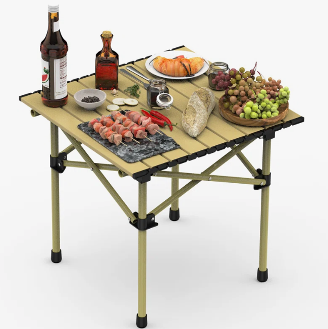 Carbon Steel Roll-up Camping Table with Carry Bag