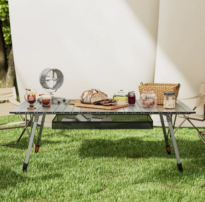 Outdoor Folding Table With Adjustable Legs 