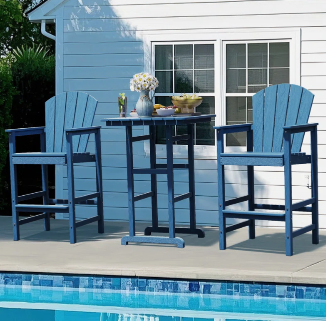 2-Person HDPE Square Outdoor Dining Set