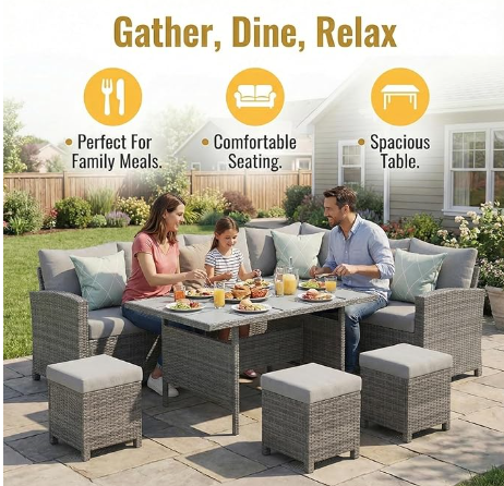 Rectangular Outdoor Dining with Cushions