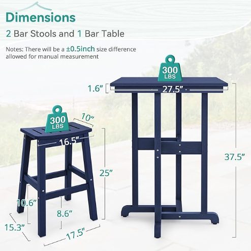 2-Person  Square Outdoor Dining Set