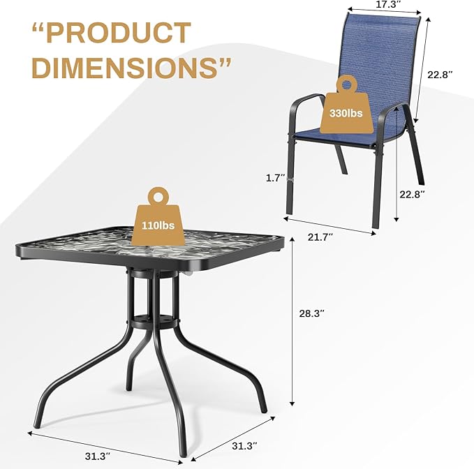 Patio Dining Set 5 Pieces