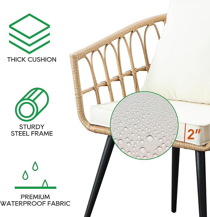 Rattan Seating Group Dining Set with Cushions