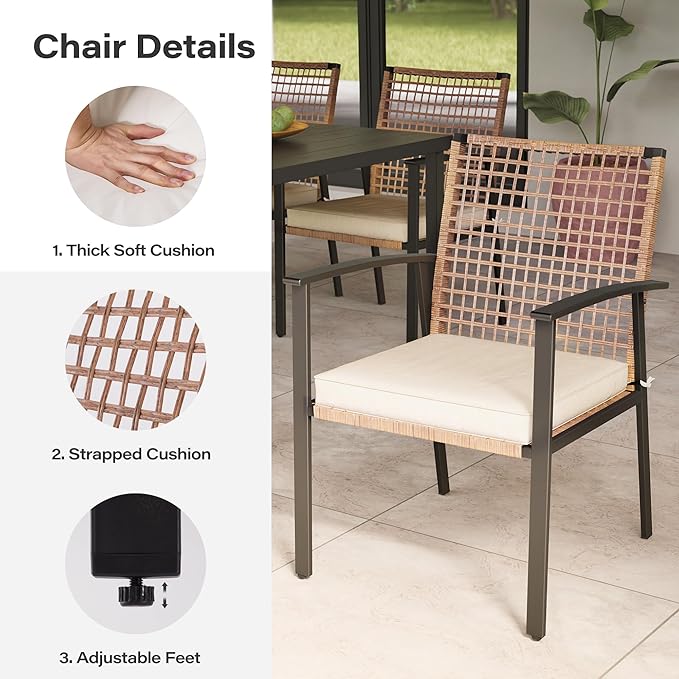 6 - Person Rectangular Outdoor Swivel Dining Set with Cushions