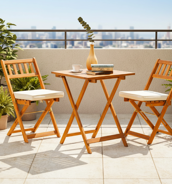 Heavy Duty 400lbs Capacity Patio Bistro Set 3 Piece Outdoor, Folding Chairs w/Cushion, Square Table - Upgrade 2024