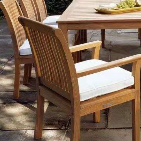 5 Piece Outdoor Dining Set Acacia Wood Patio Table and Chairs with Soft Cushions Patio Furniture for Deck, Backyard, Garden