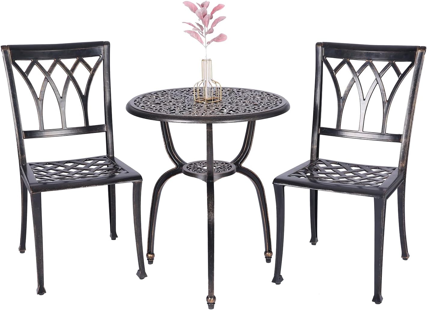 3-Piece Patio Bistro Furniture Set Cast-Aluminum Bistro Table Set for Lawn,Garden,Backyard