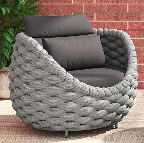 Aluminium Patio Sofa Chair with Armrests Outdoor Chairs Small Patio Couch