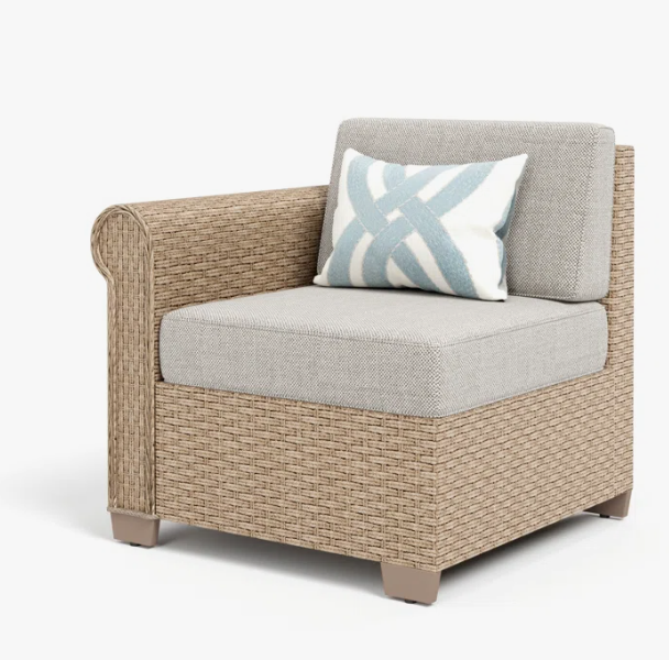 Outdoor Conversation Patio Sofa Chair Right Arm With Rattan