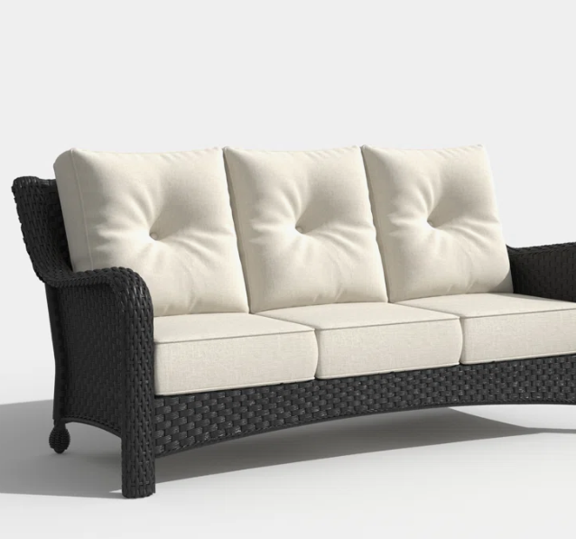 LayinSun Outdoor Wicker 3-seat Sofa, Patio Rattan Couch with 6-Inch Thick Cushions