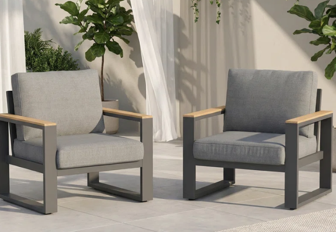 Brandtley Aluminum Patio Chair with Cushions 