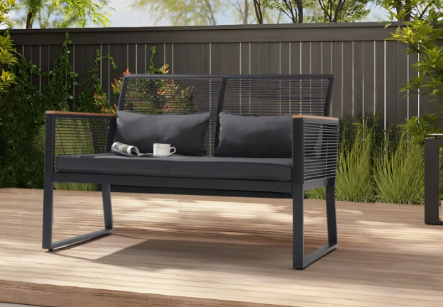 Wide Straight Wicker Loveseat with Cushions