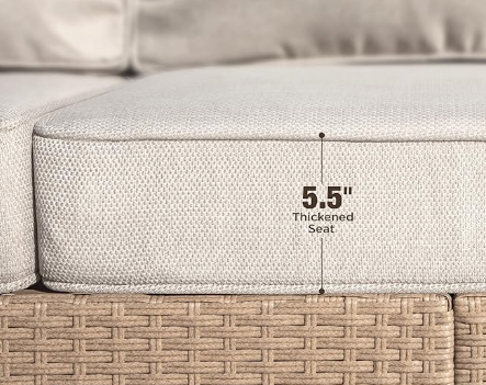 Outdoor Conversation Patio Sofa Chair Right Arm With Rattan