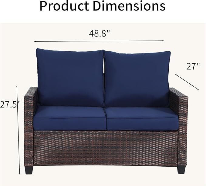 Patio Wicker Loveseat Sofa with Cushions