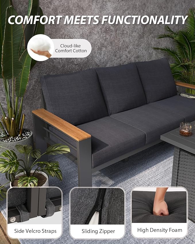 Wide Straight Wicker Loveseat with Cushions