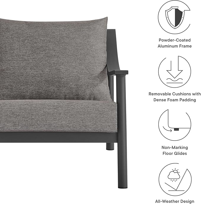Outdoor Club Chair with an Extra-Thick Seat Cushion (Approx. 7.1") and Metal Frame