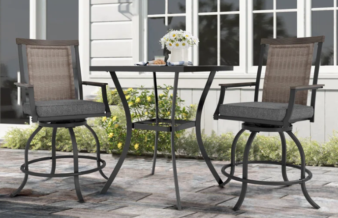 Long Bistro Set with Cushions