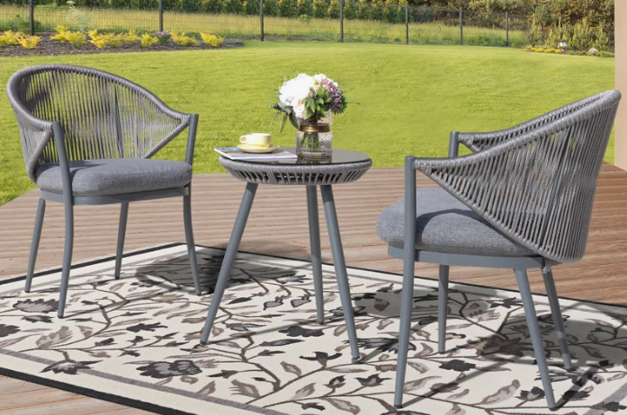 Brandsville Round 2 - Person 32.3" Long Aluminum Bistro Set with Cushions