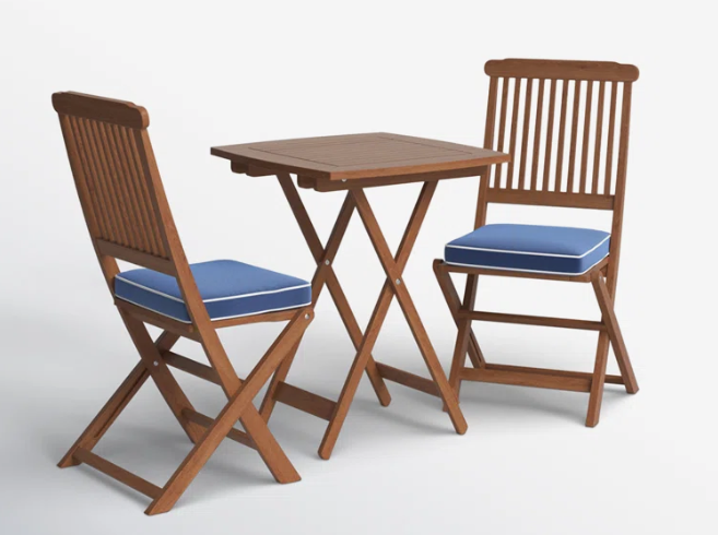 Craighead 2 - Person Wood Patio Dining Set with Square Table , Cushions Included