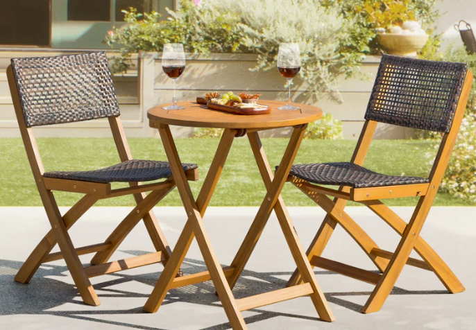 Morgin 2 - Person Wood Patio Dining Set with Round Table
