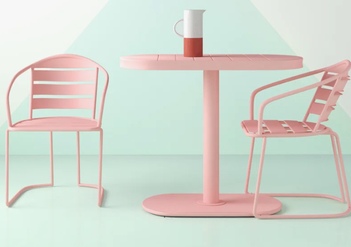 Gunner 2 - Person Metal Patio Dining Set with Oval Table