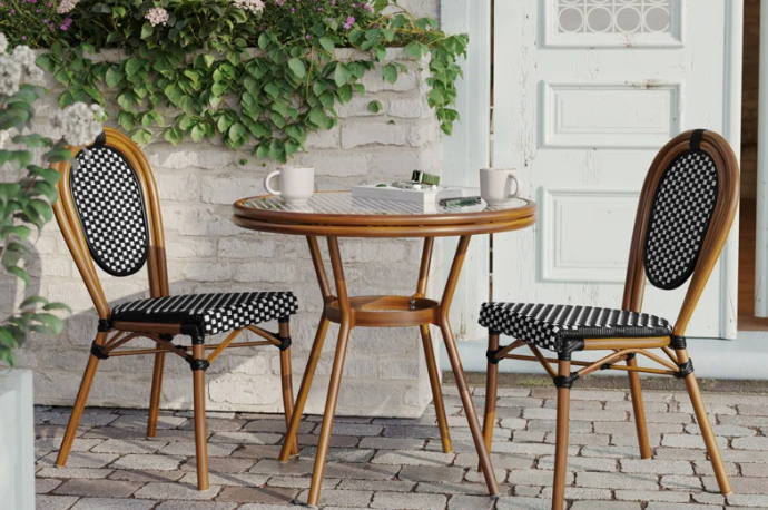 Rylan Round Indoor/Outdoor Commercial Bistro Set with Table and Two Chairs