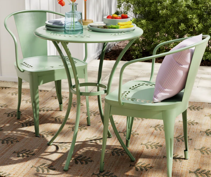 Alan 2 - Person Metal Patio Dining Set with Round Table