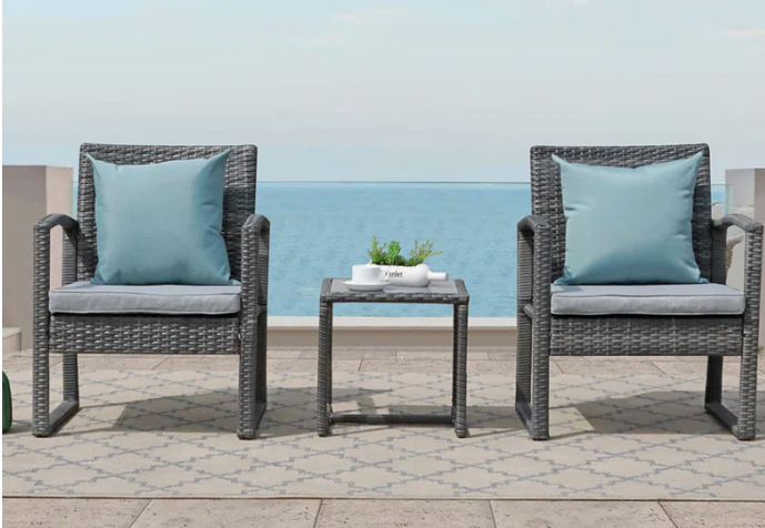 Ables Wicker 2 - Person Patio Conversation Sets with Cushions