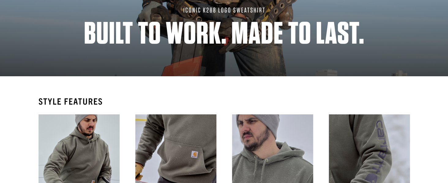 Built to work. Made to Last. The Carhartt Loose Fit Midweight Logo Sleeve Graphic Hoodie.