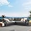 Aluminum 3-Piece Outdoor Patio Furniture Gray White, Modular Sectional Sofa Set with Weather-Resistant Cushions, Ideal for Deck, Backyard Poolside