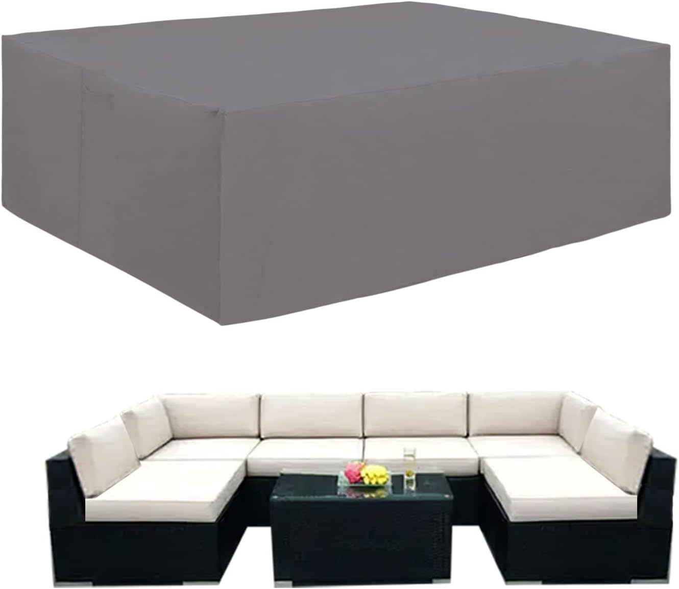  Heavy Duty Patio Furniture Cover, Outdoor Rectangular Table and Chair Set, Waterproof Sectional Set