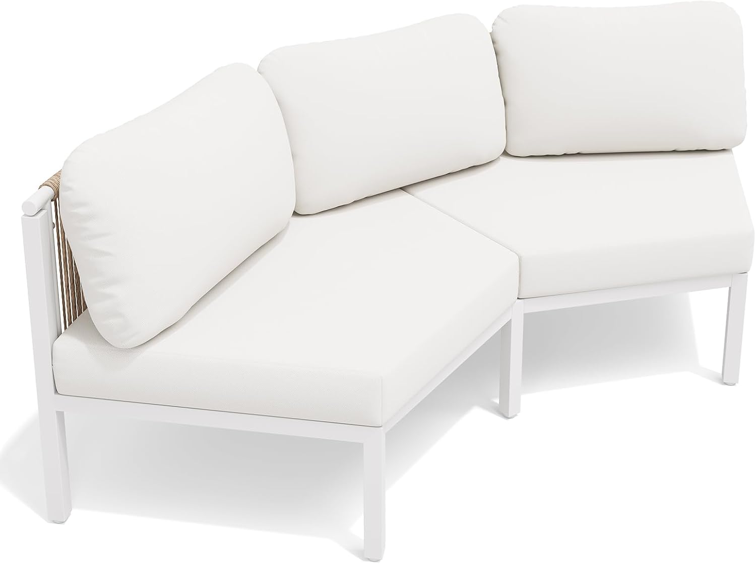  Patio Furniture Set, Modular Half Moon 2-Seater Sofa, Aluminum Outdoor Sectional with 5-Inch Water-Resistant Cushions, All Weather Couch for Backyard, Deck, Porch, Poolside