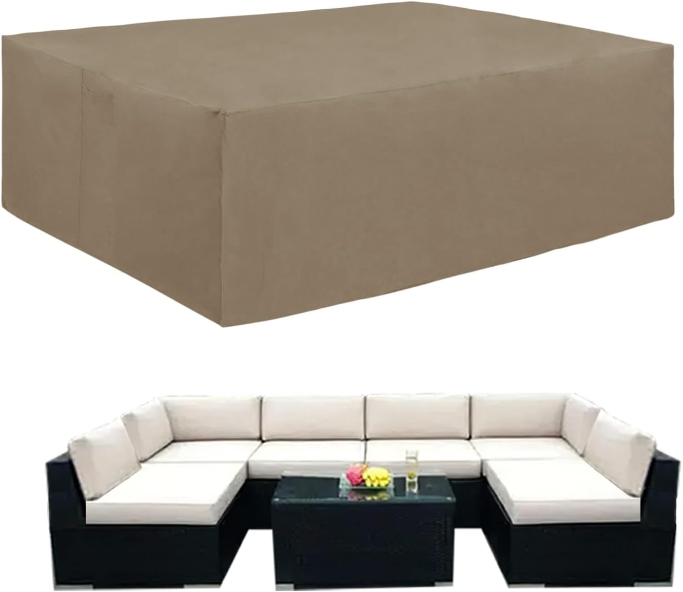  Heavy Duty Patio Furniture Cover, Outdoor Rectangular Table and Chair Set, Waterproof Sectional Set