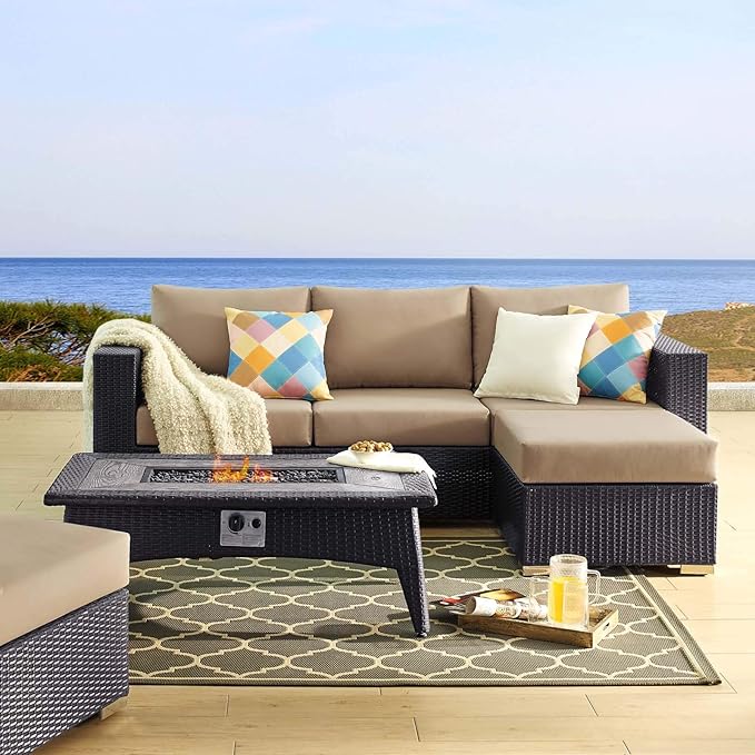  3-Pc Outdoor Patio Sectional Set with Fire Pit
