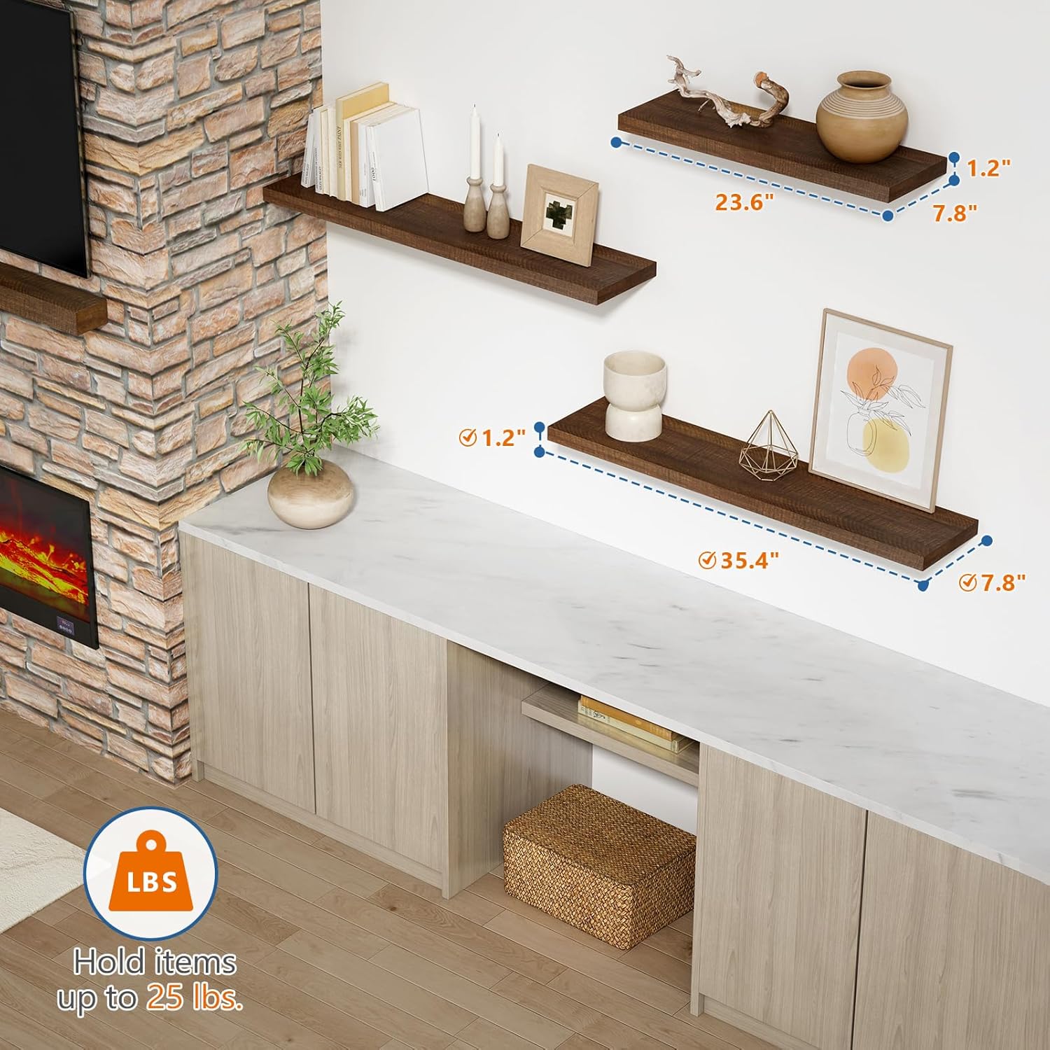 36 Inch Floating Shelves for Wall Set