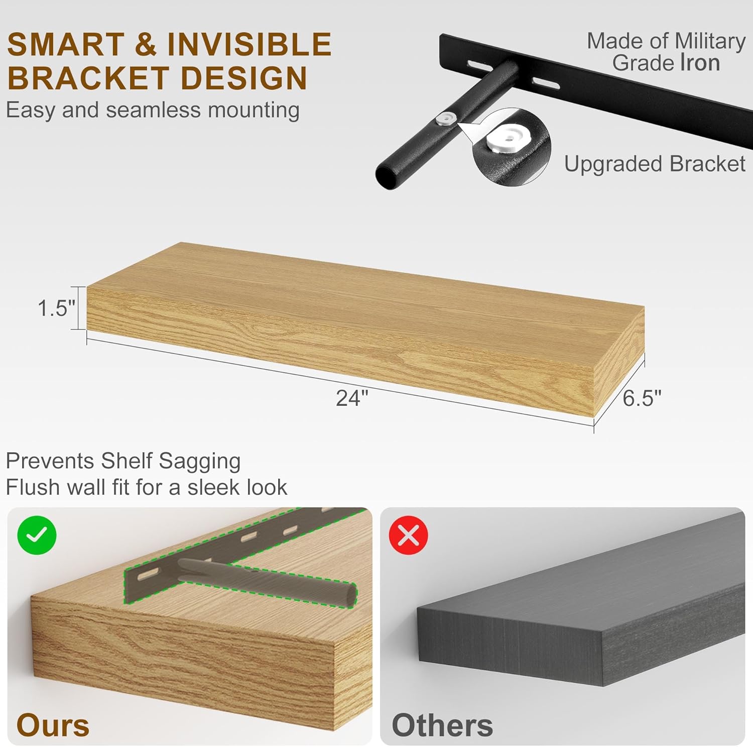  24Inch Floating Shelves Set of 2