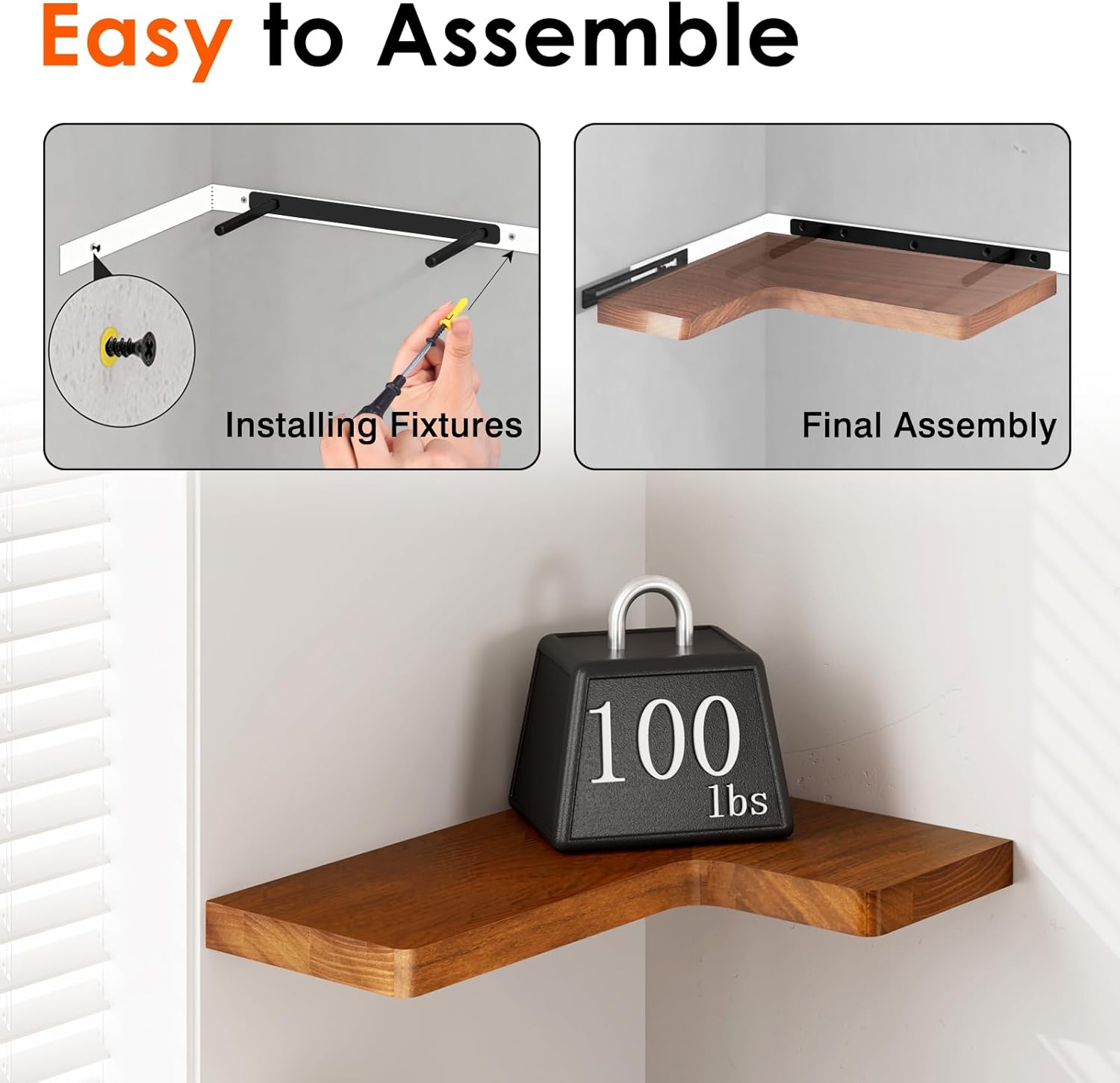 16"x11.4" Corner Floating Shelves for Wall 