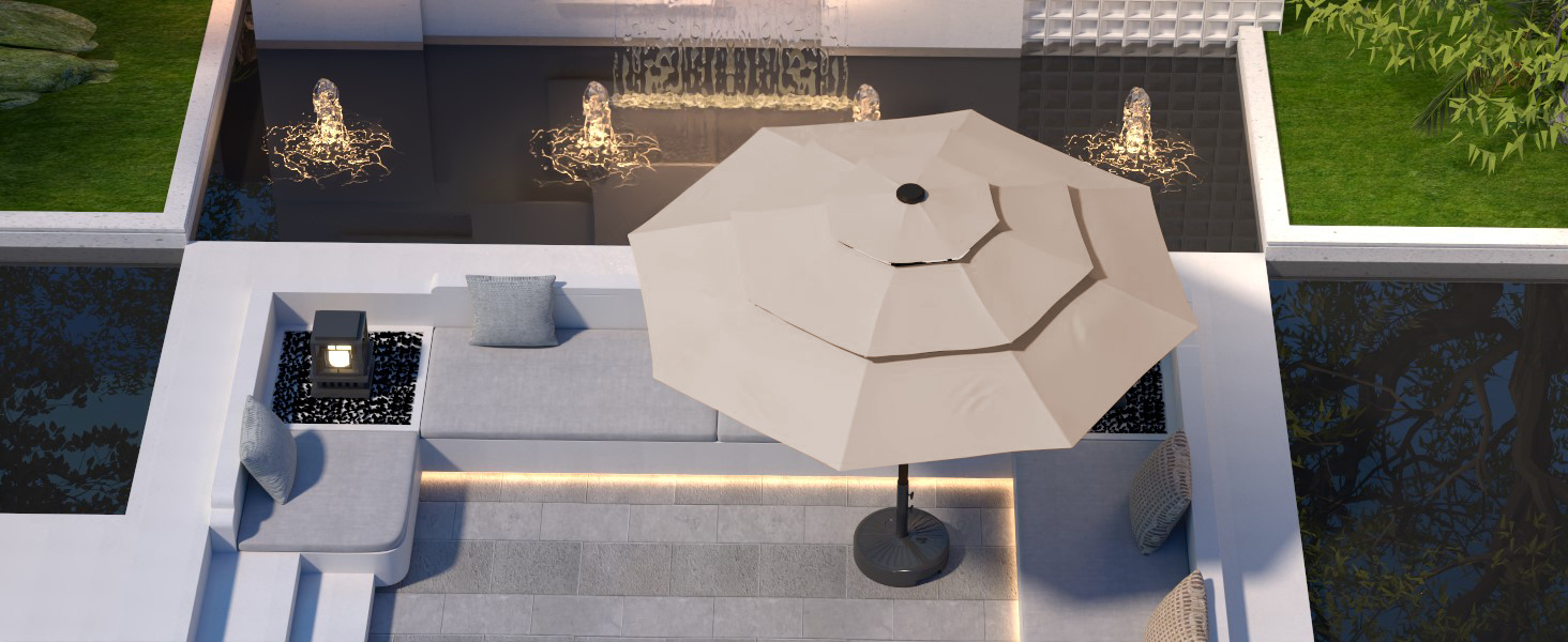 3 tier patio umbrella beige