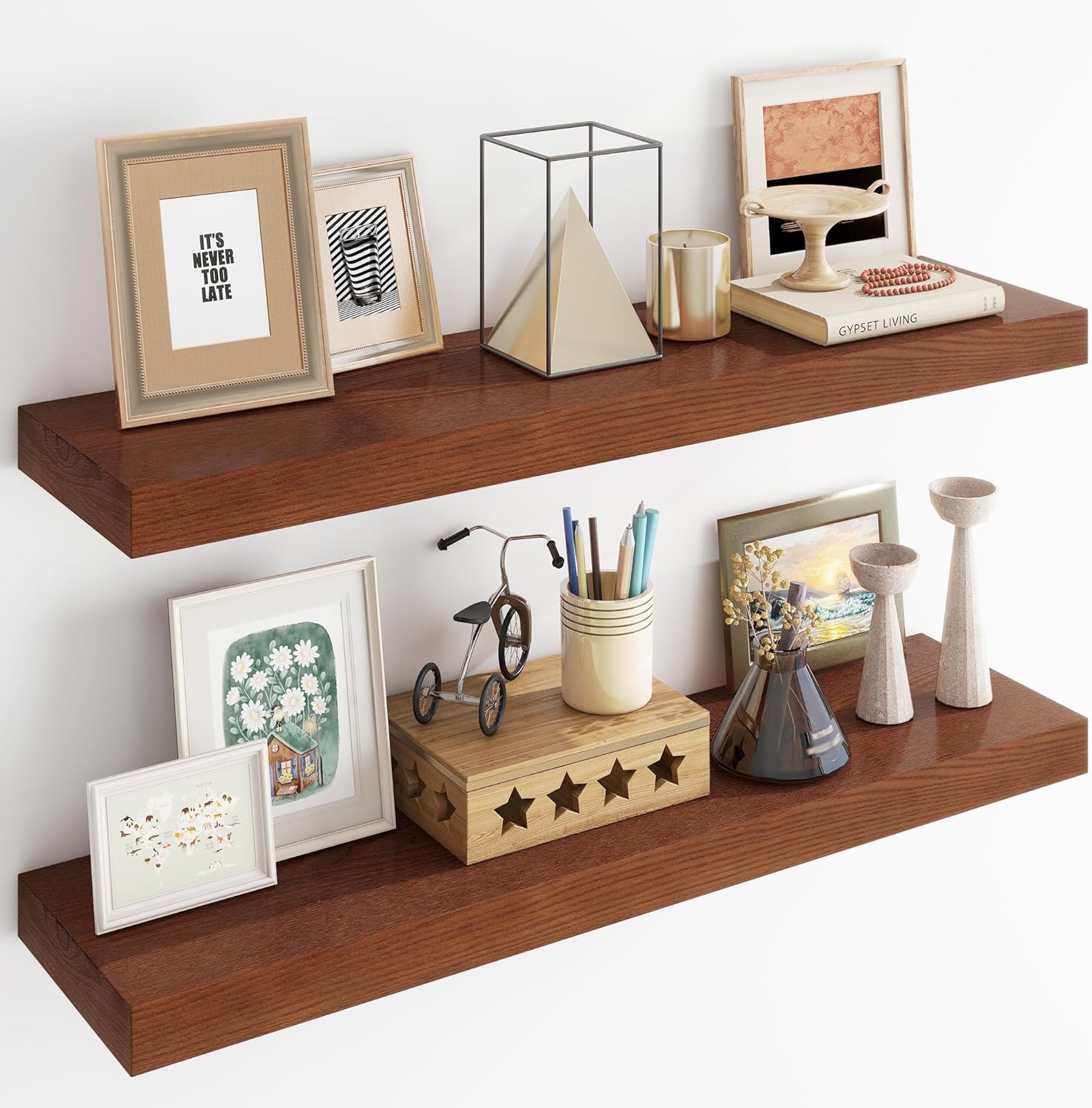 9.3 Inch Deep Rustic Set of Floating Shelves for Wall
