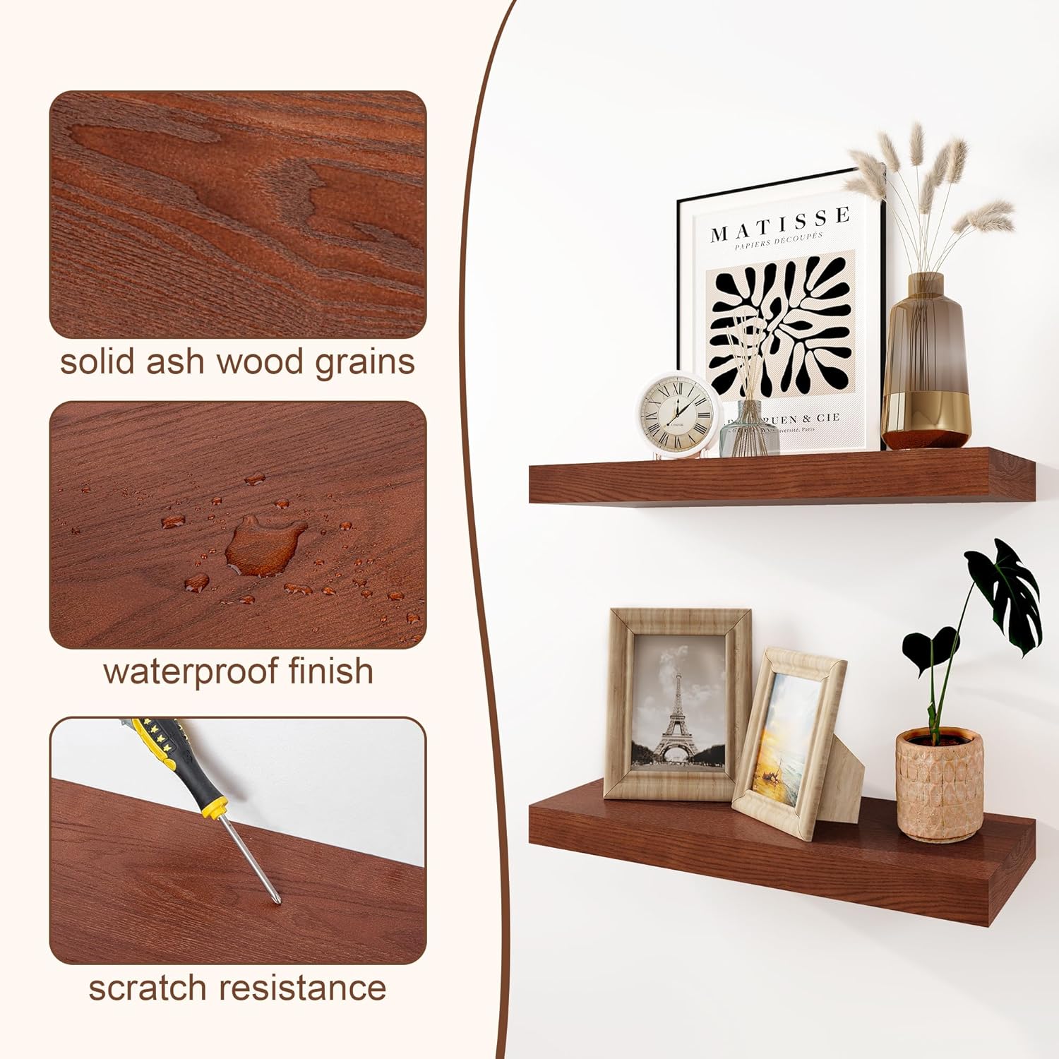 9.3 Inch Deep Rustic Set of Floating Shelves for Wall