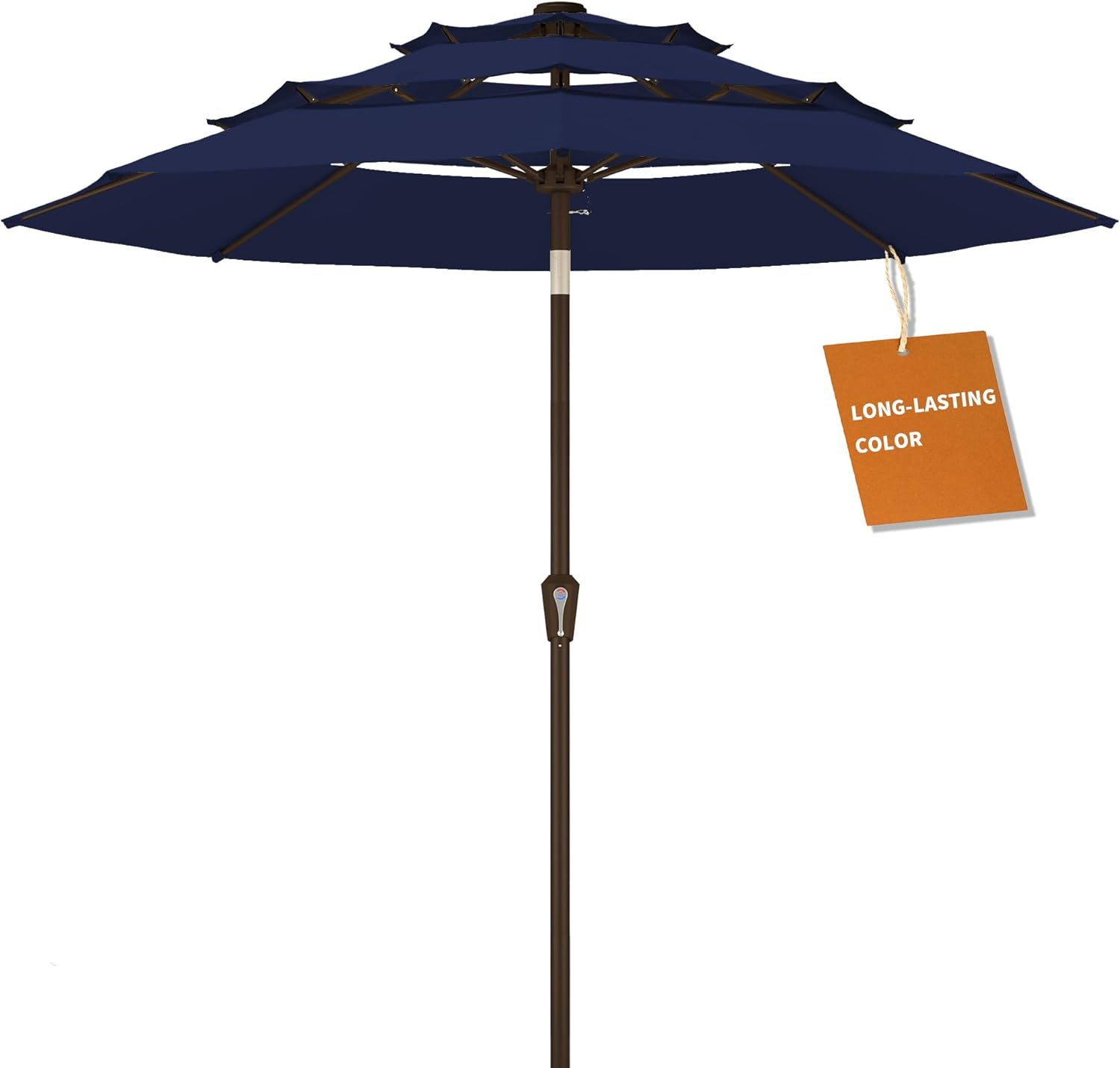  Outdoor Table Umbrella with Easy Crank & Tilt, 8 Reinforced Ribs, UV Protection for Deck, Pool, Market, Backyard (Beige)