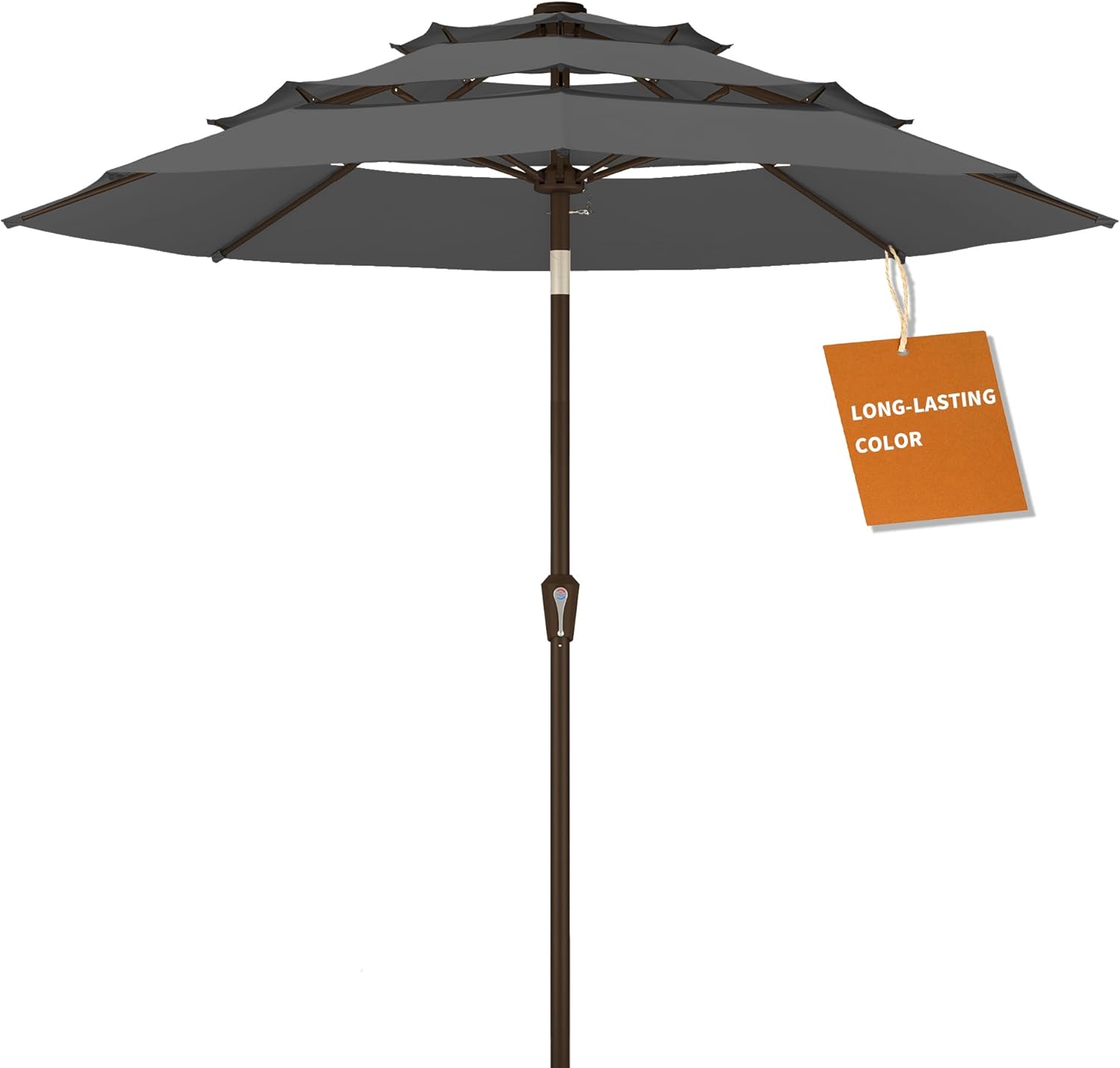  Outdoor Table Umbrella with Easy Crank & Tilt, 8 Reinforced Ribs, UV Protection for Deck, Pool, Market, Backyard (Beige)