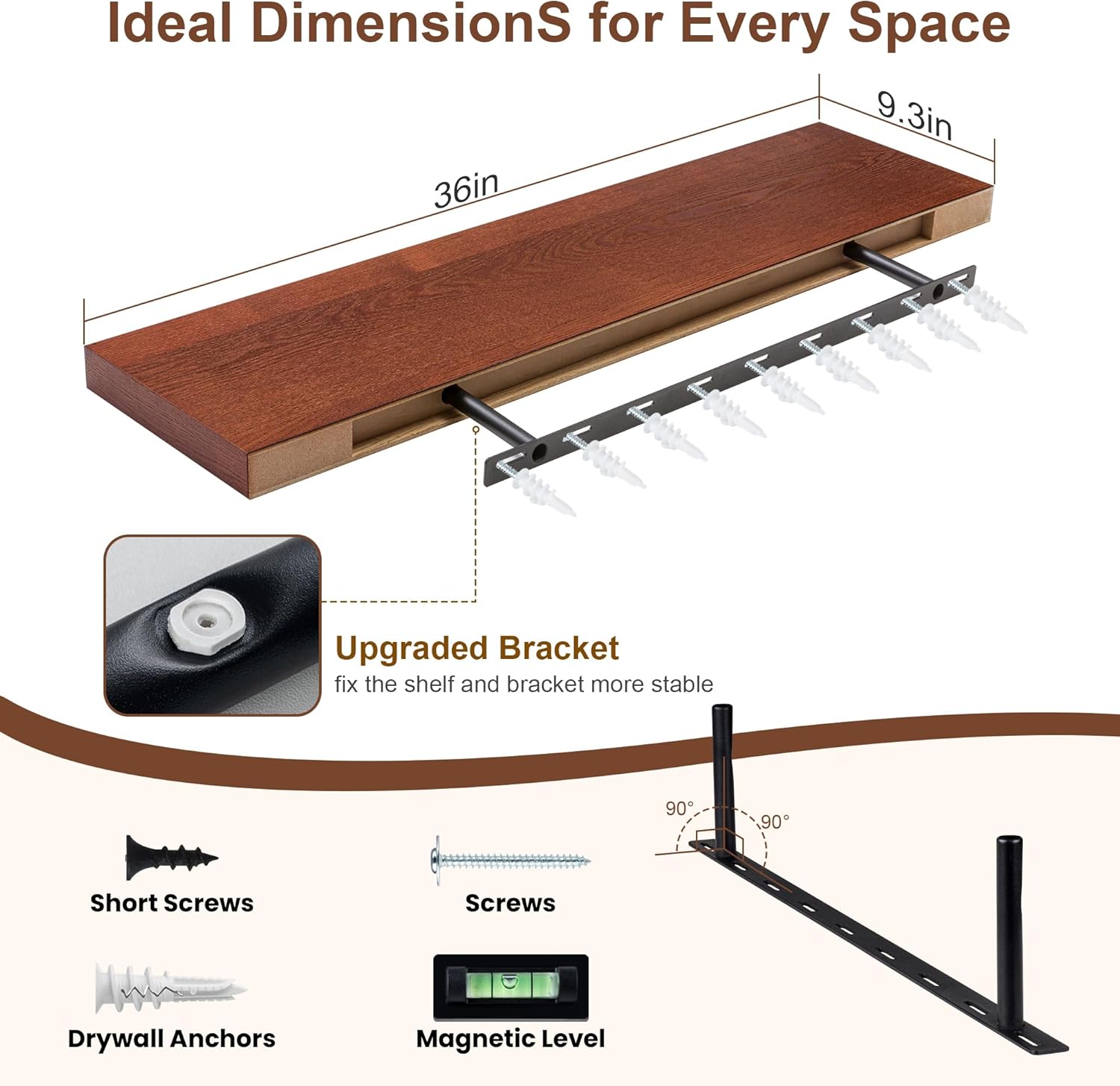 9.3 Inch Deep Rustic Set of Floating Shelves for Wall