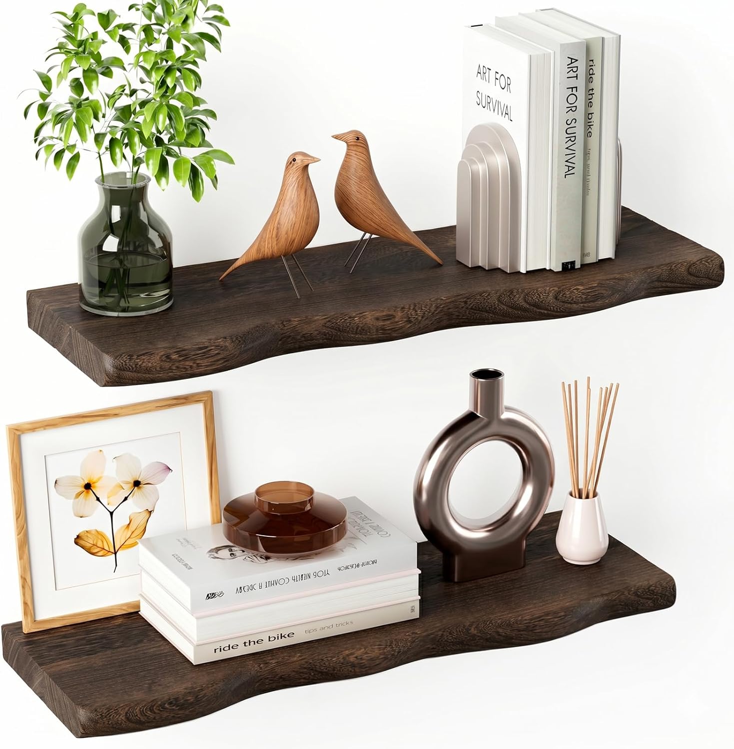 36" Rustic Wall Shelf with Hidden Bracket System