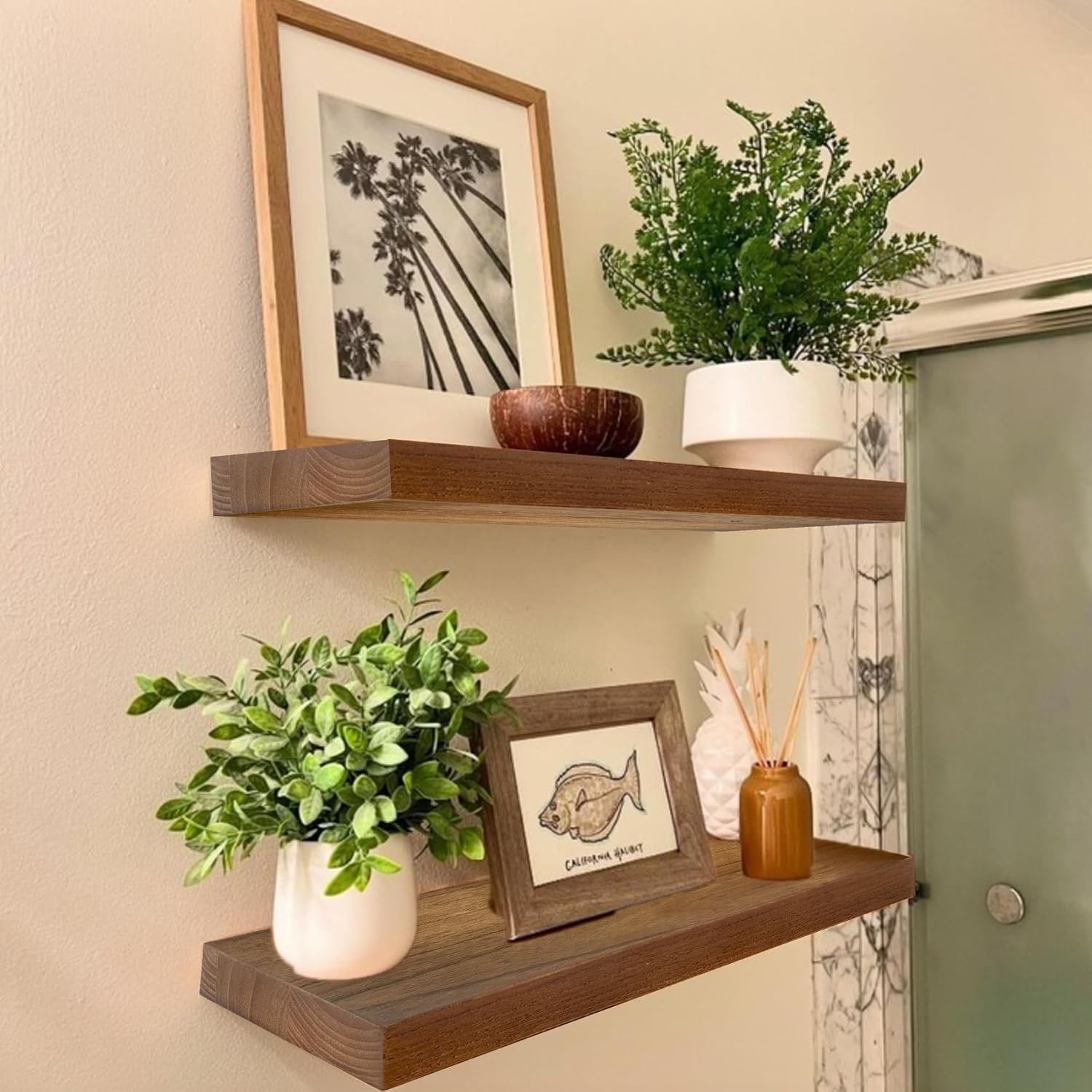 16 inch Walnut Floating Wall Shelves 