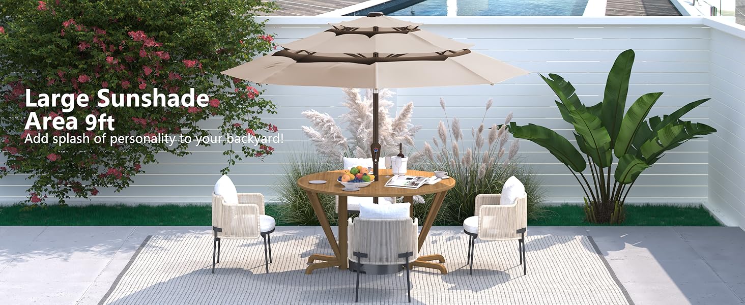 9ft 3 tier patio umbrella