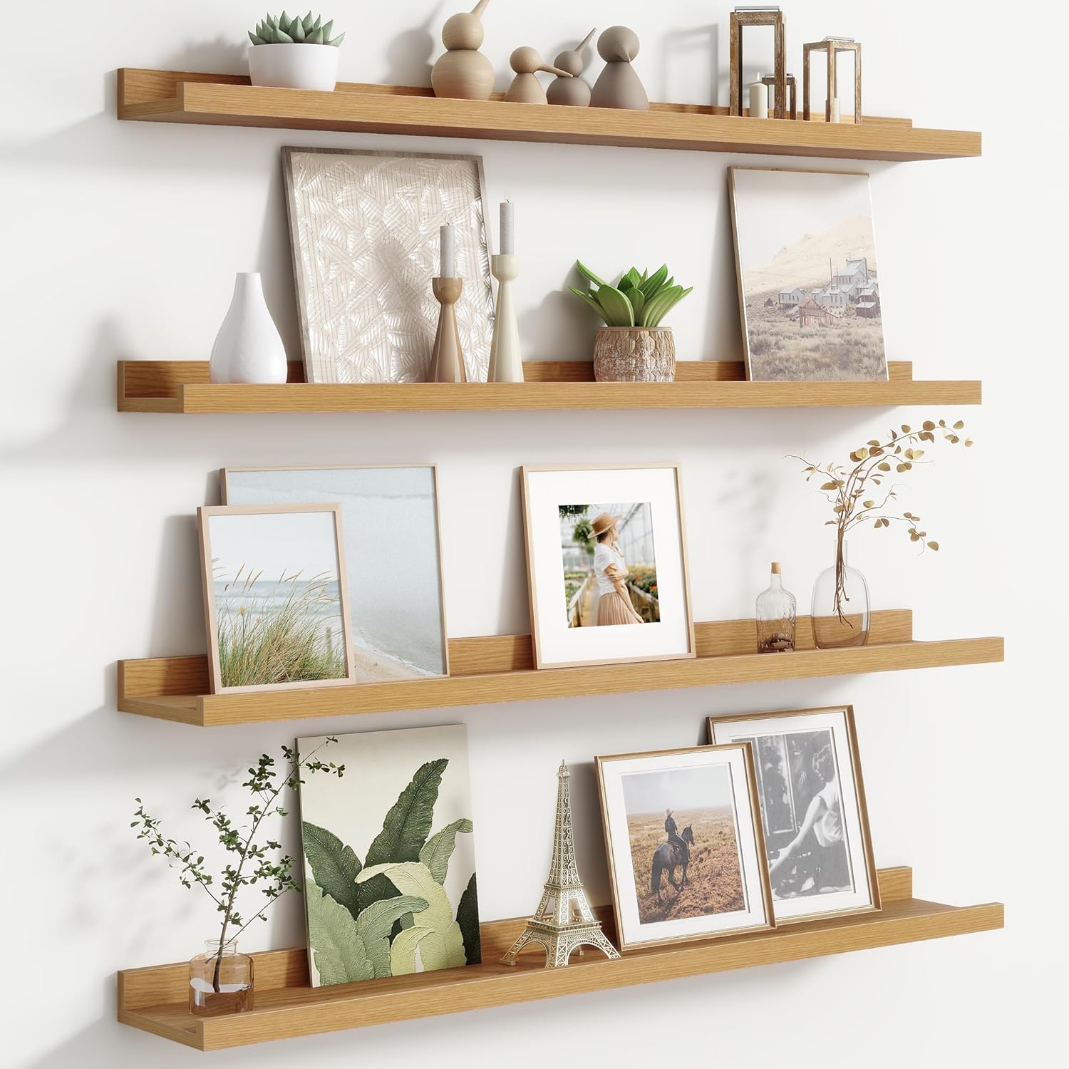 Floating Picture Ledge Shelves for Wall Set of 4