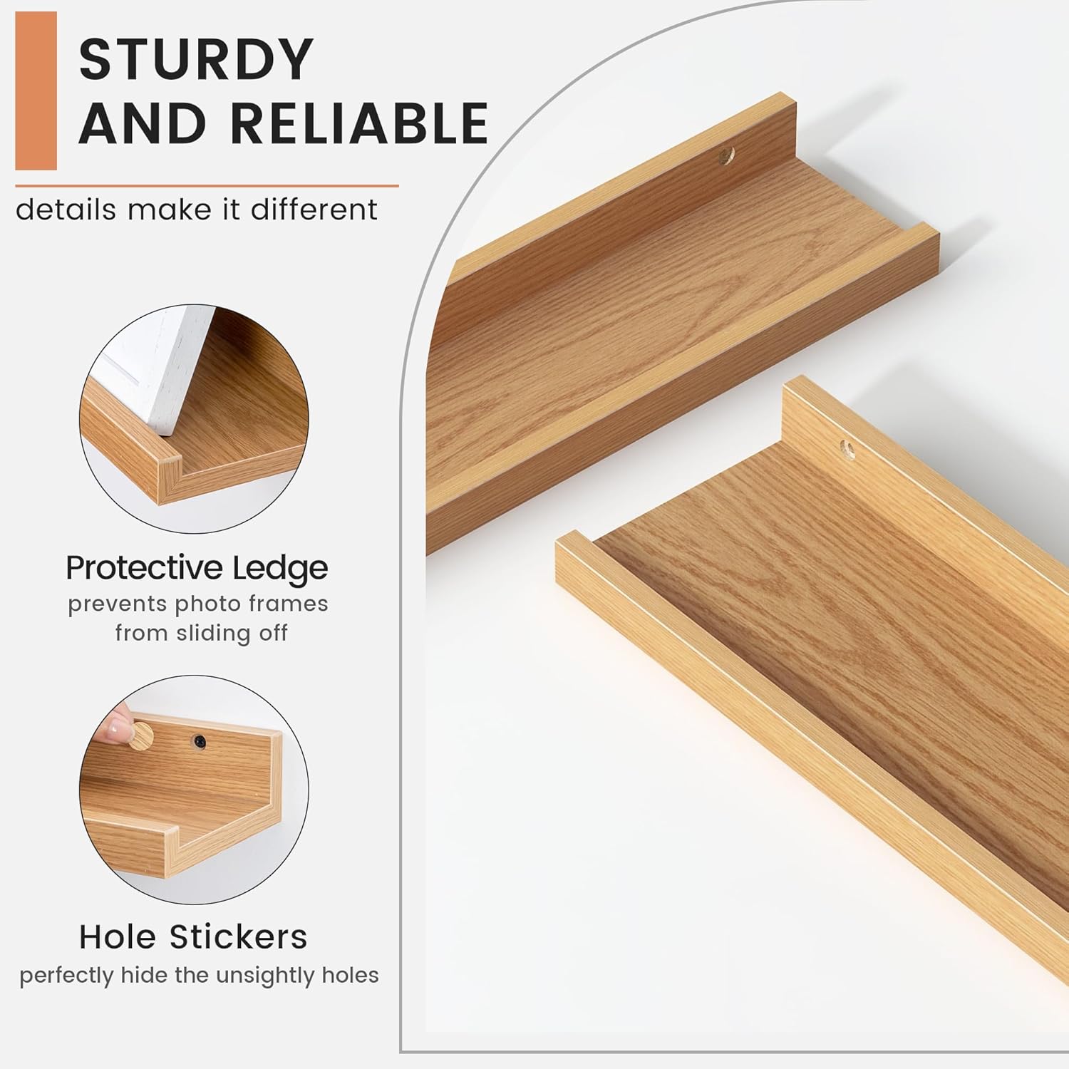 Floating Picture Ledge Shelves for Wall Set of 4